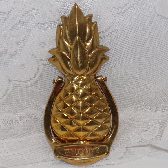 Vintage Avon Solid Brass Pineapple Hospitality Door Knocker, New in Package - Picture 1 of 5